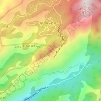 Mappa topografica Lizard Rock, altitudine, rilievo