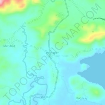 Mappa topografica Homapon, altitudine, rilievo