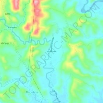 Mappa topografica Bunawan, altitudine, rilievo