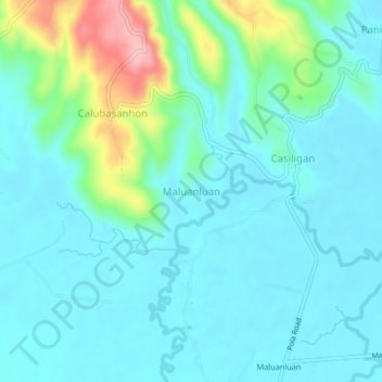 Mappa topografica Maluanluan, altitudine, rilievo