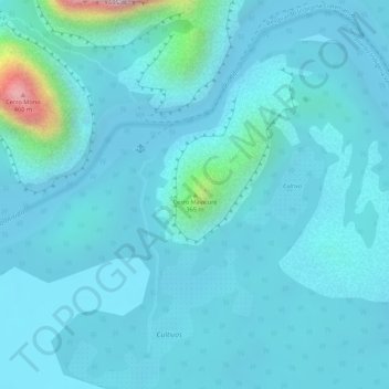 Mappa topografica Cerro Mavicure, altitudine, rilievo