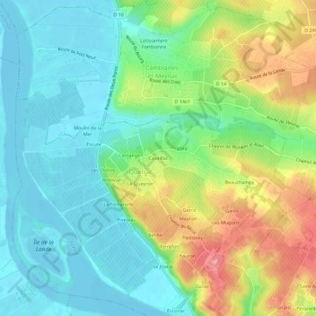 Mappa topografica Cavaillac, altitudine, rilievo
