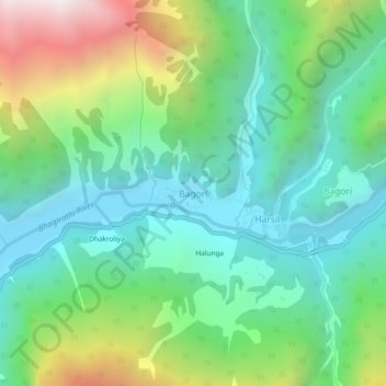 Mappa topografica Bagori, altitudine, rilievo