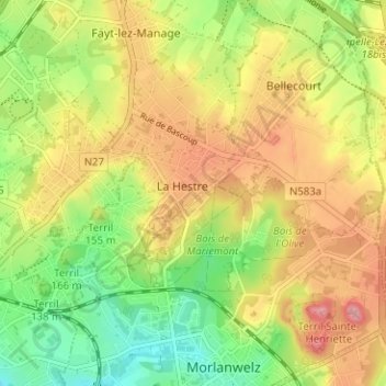 Mappa topografica Carondelet, altitudine, rilievo