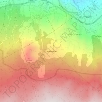 Mappa topografica Las Abiertas, altitudine, rilievo