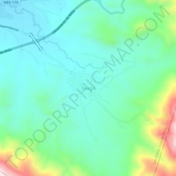 Mappa topografica Xaagá, altitudine, rilievo