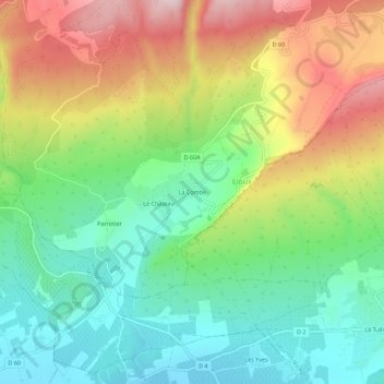 Mappa topografica La Combe, altitudine, rilievo