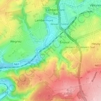 Mappa topografica Sur Gérardhé, altitudine, rilievo
