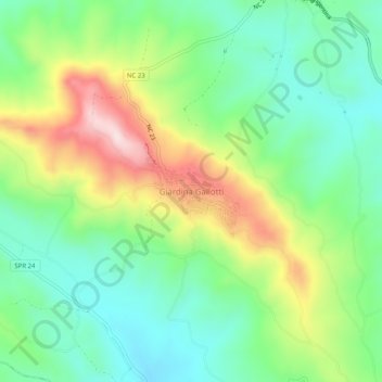 Mappa topografica Giardina Gallotti, altitudine, rilievo