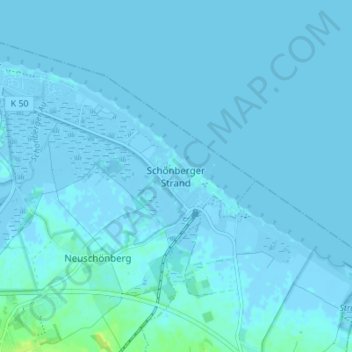Mappa topografica Schönberger Strand, altitudine, rilievo
