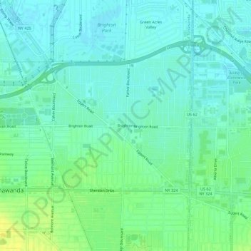 Mappa topografica Brighton, altitudine, rilievo