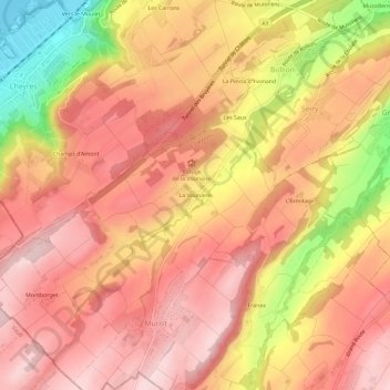 Mappa topografica La Vounaise, altitudine, rilievo