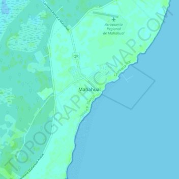 Mappa topografica Mahahual, altitudine, rilievo
