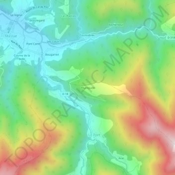 Mappa topografica Peyregude, altitudine, rilievo