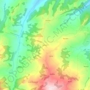 Mappa topografica Banzola, altitudine, rilievo