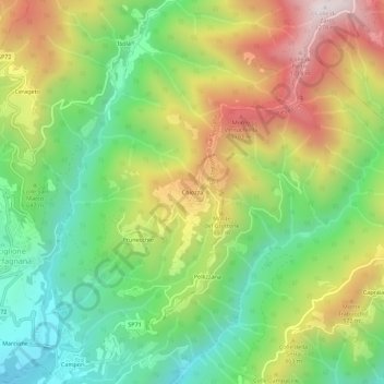 Mappa topografica Chiozza, altitudine, rilievo