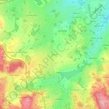 Mappa topografica Neuville, altitudine, rilievo