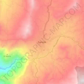 Mappa topografica Sonsón, altitudine, rilievo