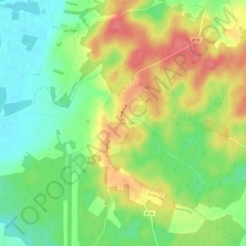 Mappa topografica Montseugny, altitudine, rilievo