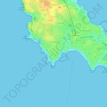 Mappa topografica Kervozès, altitudine, rilievo