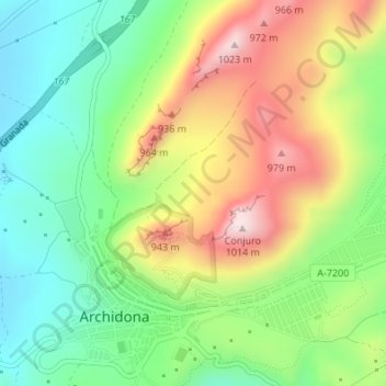 Mappa topografica La Hoya, altitudine, rilievo