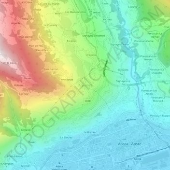 Mappa topografica Arpuilles, altitudine, rilievo