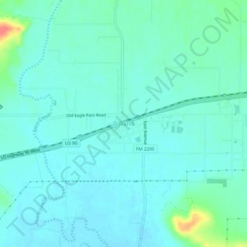 Mappa topografica D'Hanis, altitudine, rilievo