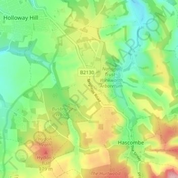 Mappa topografica Winkworth, altitudine, rilievo
