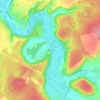 Mappa topografica Chantenot, altitudine, rilievo