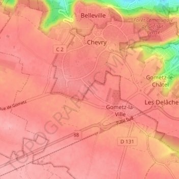 Mappa topografica Beaudréville, altitudine, rilievo