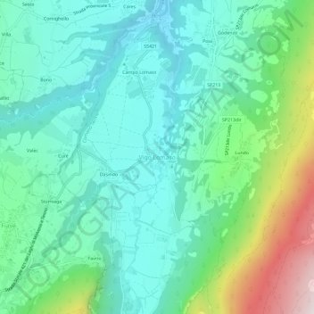 Mappa topografica Vigo Lomaso, altitudine, rilievo