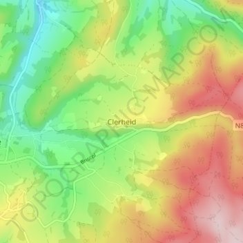 Mappa topografica Clerhé, altitudine, rilievo