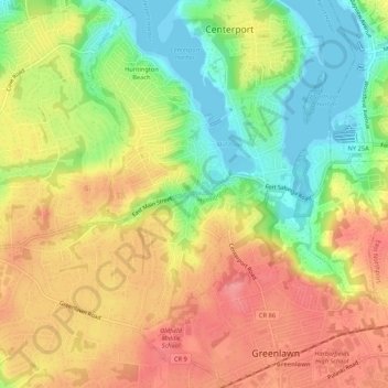 Mappa topografica Centerport, altitudine, rilievo