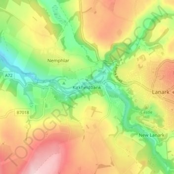 Mappa topografica Kirkfieldbank, altitudine, rilievo