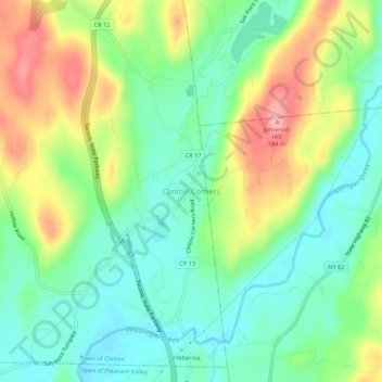 Mappa topografica Clinton Corners, altitudine, rilievo