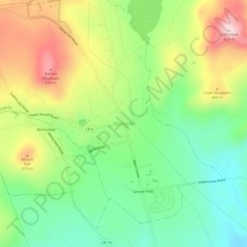 Mappa topografica Mineville, altitudine, rilievo