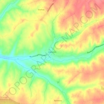 Mappa topografica Zebrinho, altitudine, rilievo