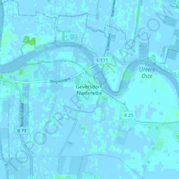 Mappa topografica Geversdorf, Niederelbe, altitudine, rilievo
