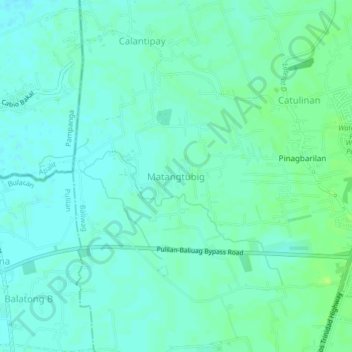 Mappa topografica Matangtubig, altitudine, rilievo
