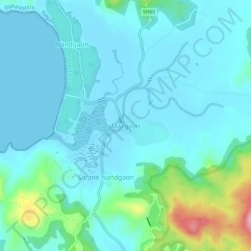 Mappa topografica Mazgaon, altitudine, rilievo