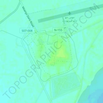 Mappa topografica Mohenjo Daro, altitudine, rilievo