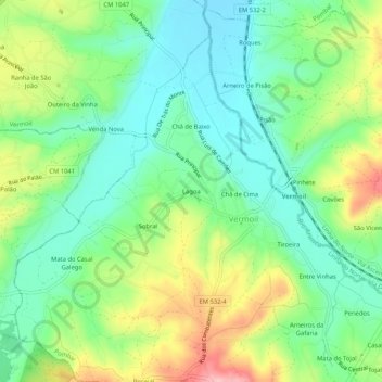 Mappa topografica Lagoa, altitudine, rilievo