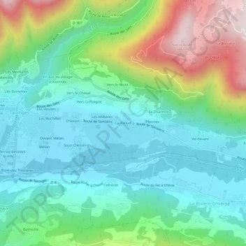 Mappa topografica La Pallud, altitudine, rilievo