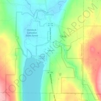 Mappa topografica Glenville, altitudine, rilievo