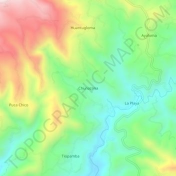 Mappa topografica Chunazana, altitudine, rilievo