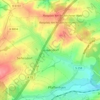 Mappa topografica Leukersdorf, altitudine, rilievo