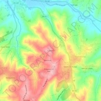 Mappa topografica Capelas, altitudine, rilievo