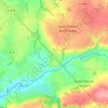 Mappa topografica Cran, altitudine, rilievo