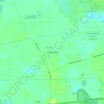 Mappa topografica Mandeville, altitudine, rilievo