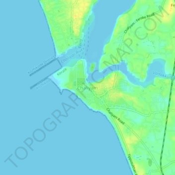 Mappa topografica Chaliyam, altitudine, rilievo